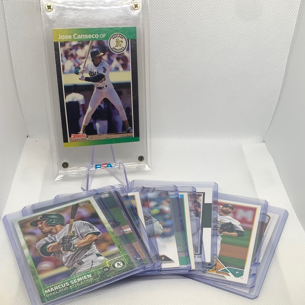 Oakland A's Jose Canseco Rickey Henderson Semien 10 Card Lot In Cases MLB Nice